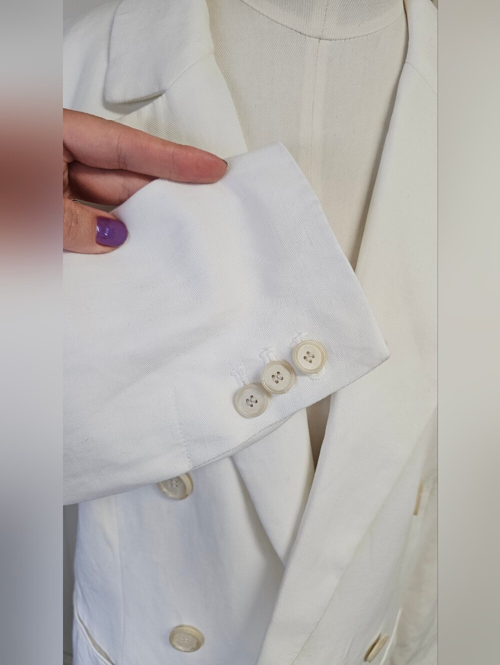 LOFT Double-Breasted Linen White Blazer Size 10 - Picture 8 of 11